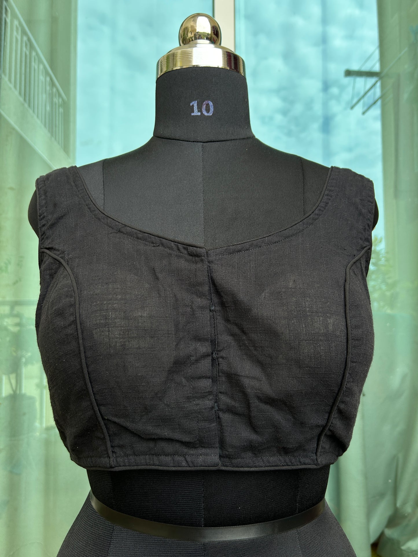 Khadi cotton round neck sleeveless blouse