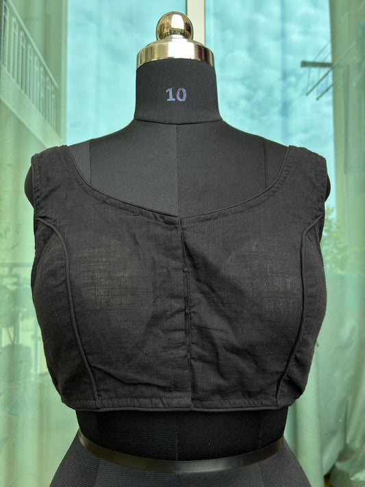 Khadi cotton round neck sleeveless blouse