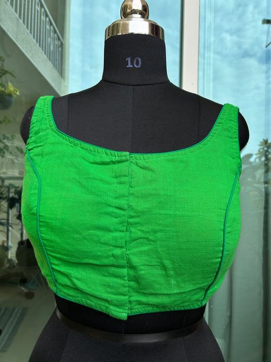 Khadi cotton round neck sleeveless blouse