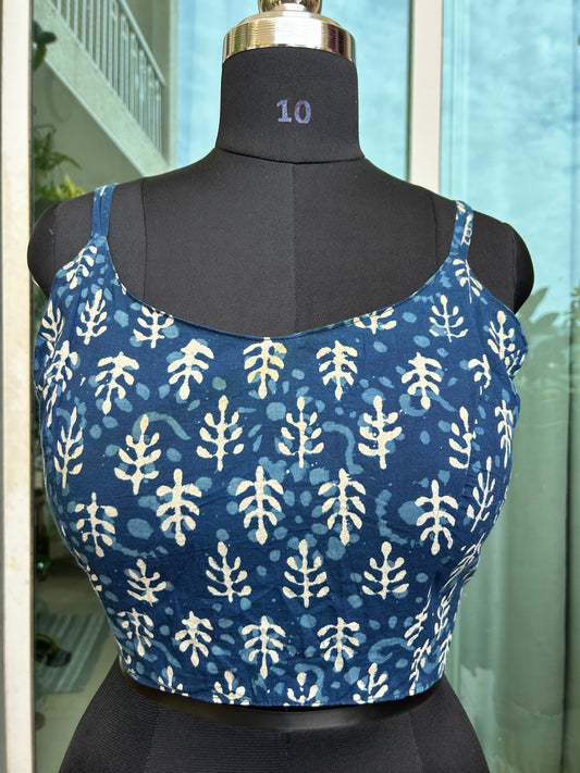 Ajrakh cotton noodle straps sleeveless blouse