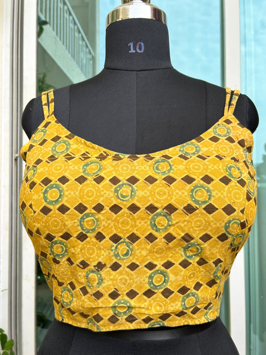 Ajrakh cotton noodle straps sleeveless blouse