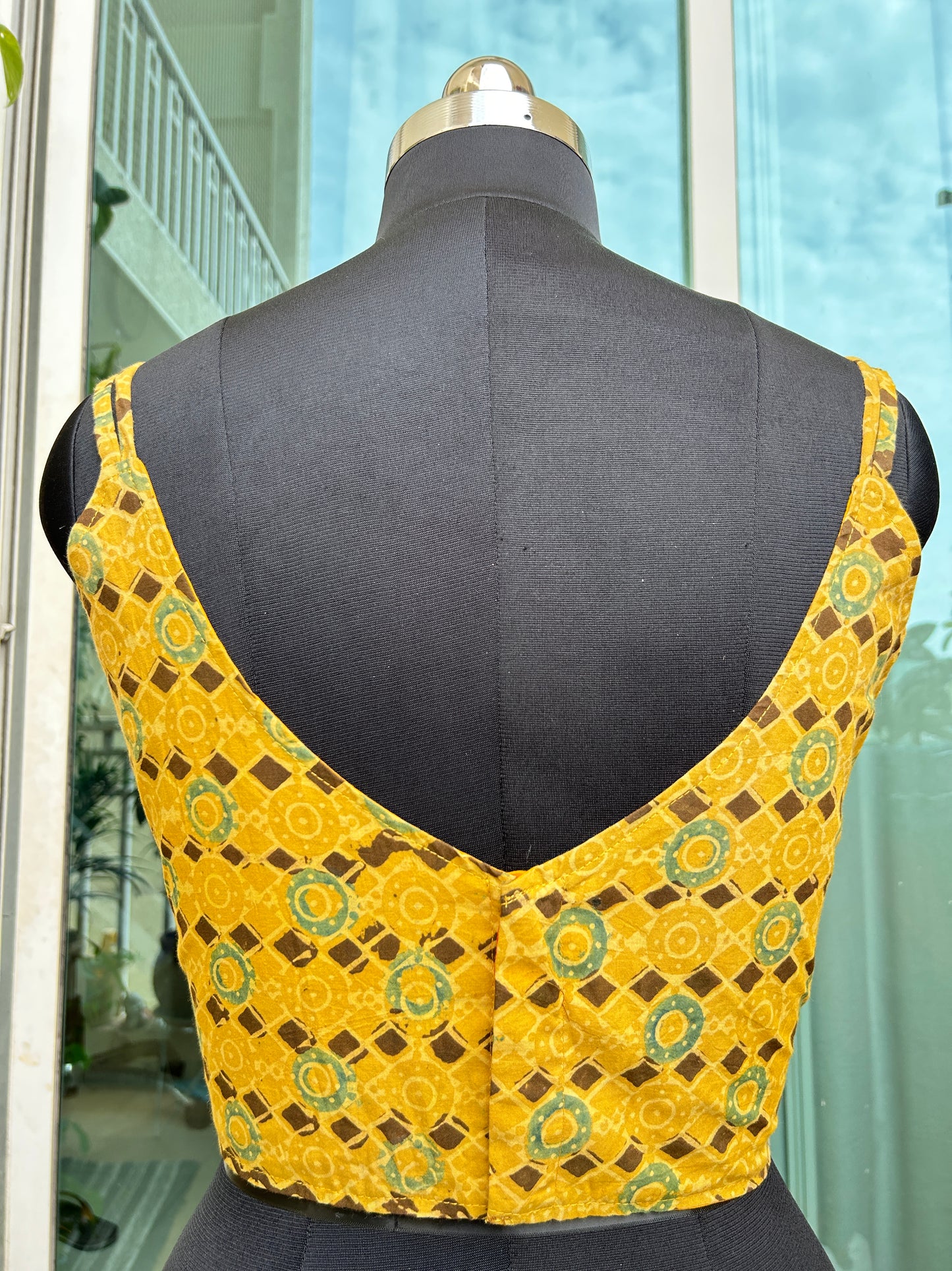 Ajrakh cotton noodle straps sleeveless blouse