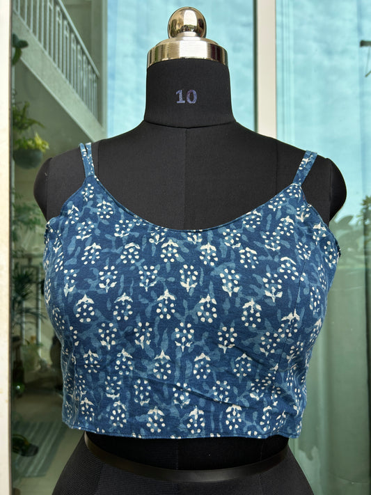 Ajrakh cotton noodle straps sleeveless blouse