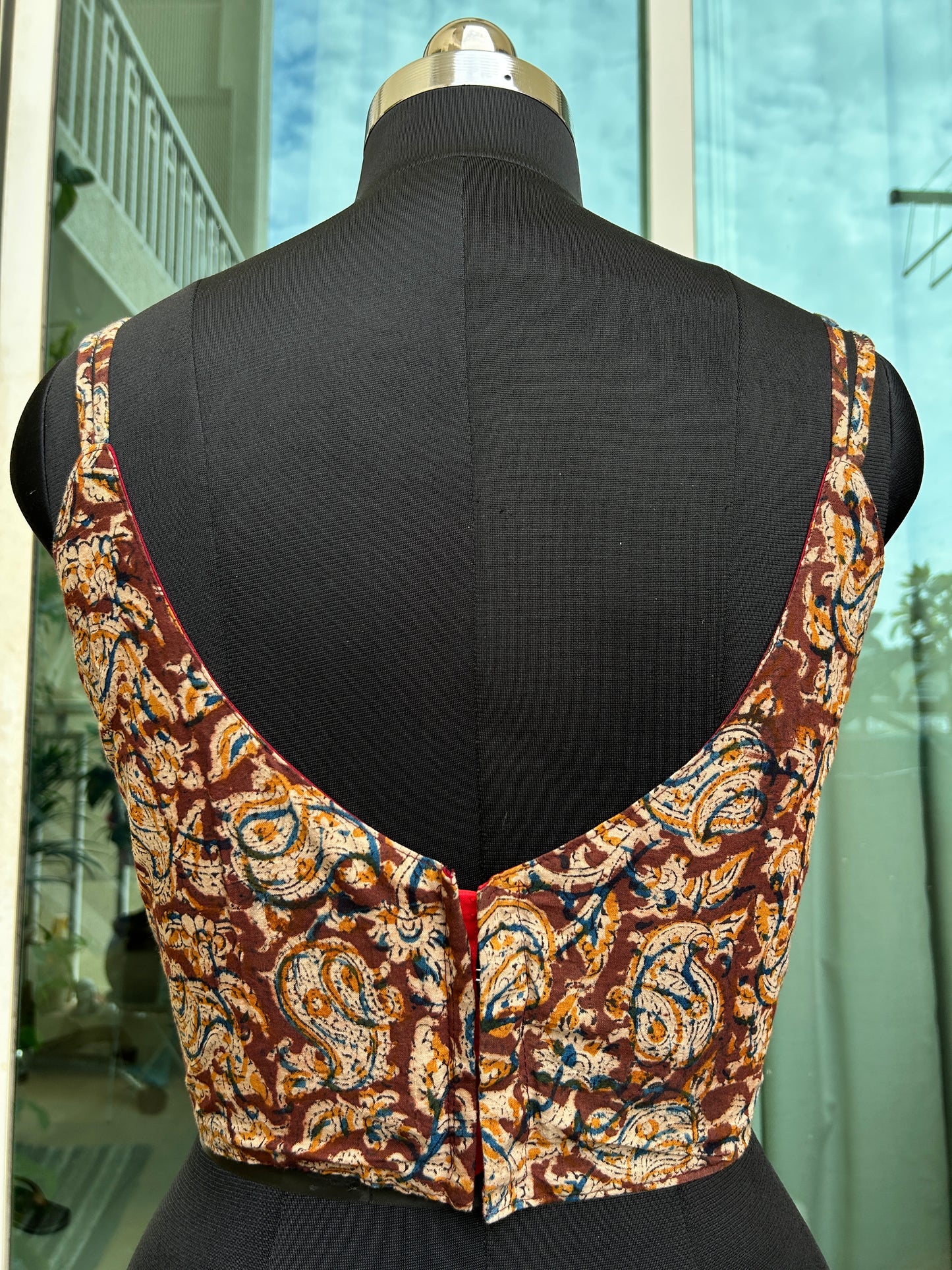 Kalmkari cotton noodle straps sleeveless blouse