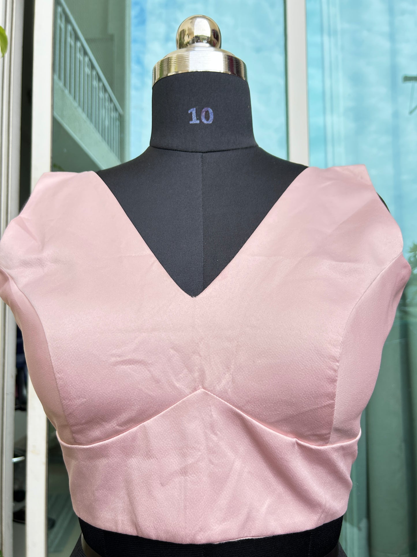 Raw silk Sabyasachi cut sleeveless blouse