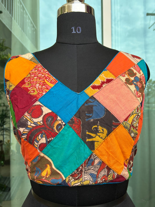 Patch work Cotton sleeveless blouse