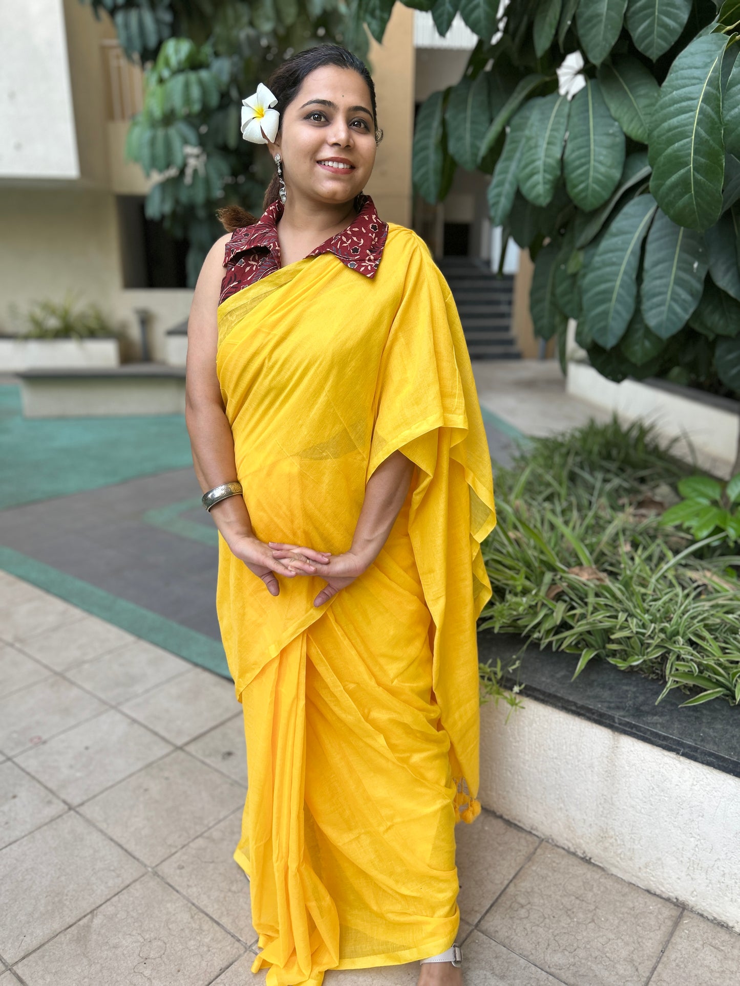 Plain Mulmul cotton Saree