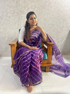 Purple Leheria Print Kota Doria Saree