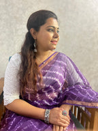 Purple Leheria Print Kota Doria Saree