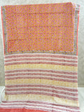 Peach Handblock Printed Jaipur Mulmul Cotton Saree