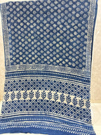 Indigo Handblock Printed Jaipur Mulmul Cotton Saree (Copy)