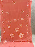 Peach Handpainted Jaipur Mulmul Cotton Saree