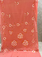 Peach Handpainted Jaipur Mulmul Cotton Saree