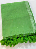 Pista Green Khadi Sequin Saree