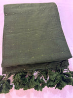 Bottle Green Khadi Sequin Saree