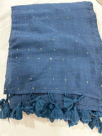 Navy Blue Khadi Sequin Saree