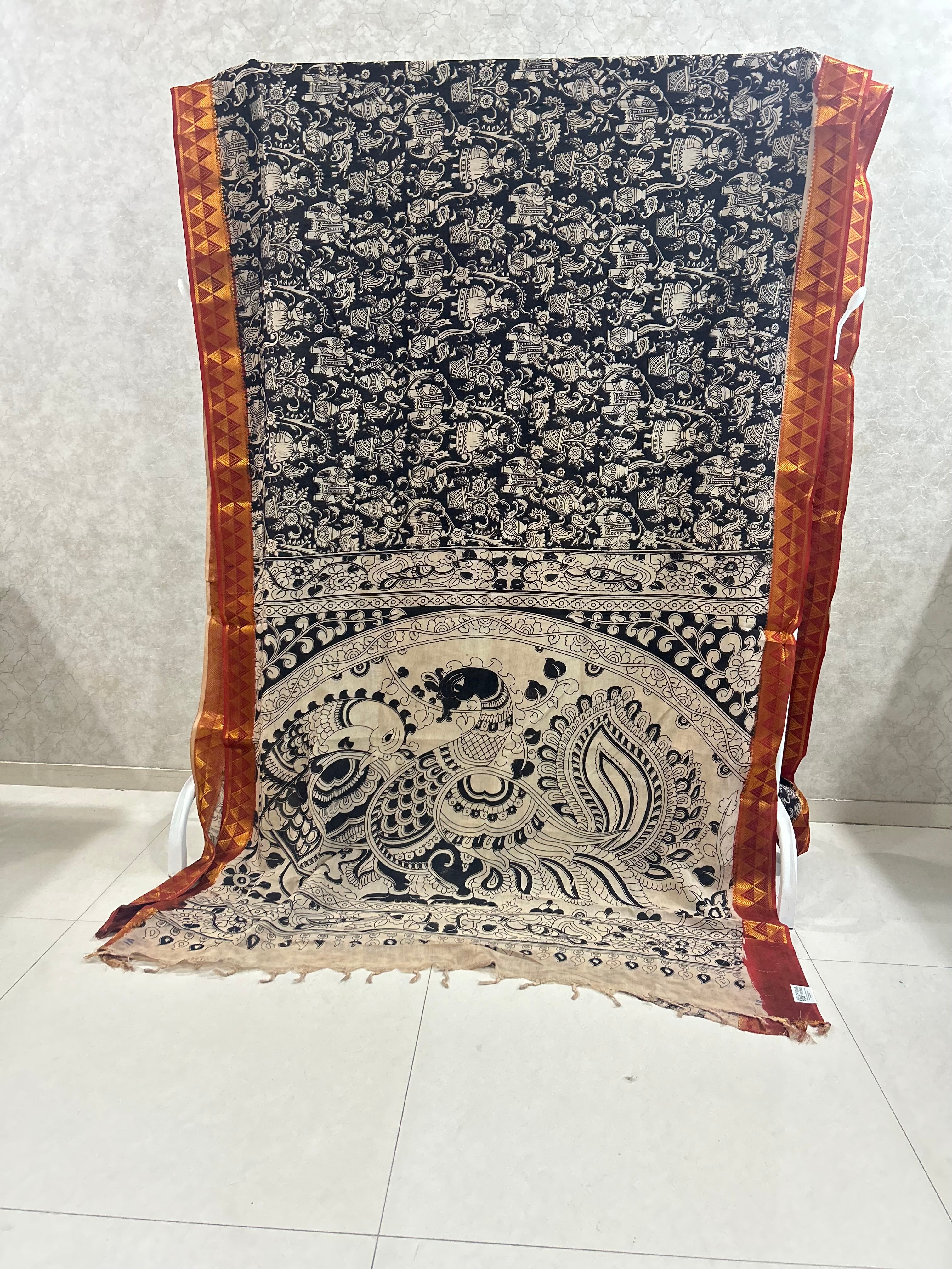 Black Chennuri Silk Nizam Border Kalamkari Saree
