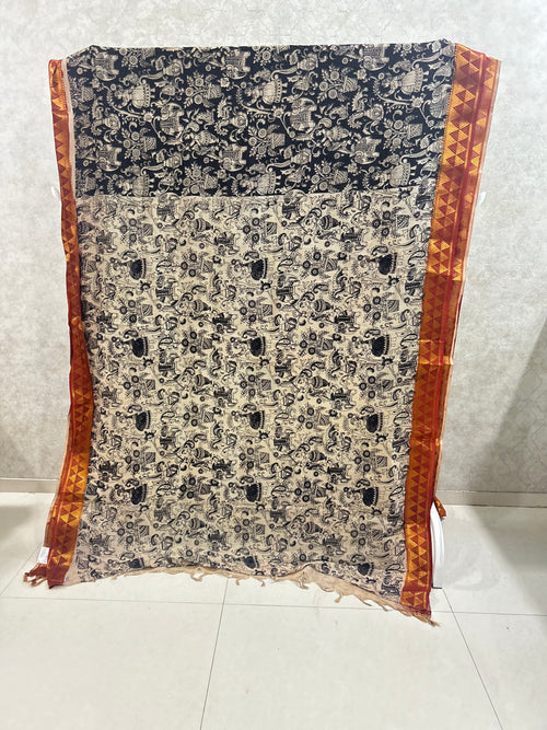 Black Chennuri Silk Nizam Border Kalamkari Saree