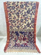 Beige Floral Chennuri Silk Nizam Border Kalamkari Saree