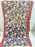 Beige Floral Chennuri Silk Nizam Border Kalamkari Saree
