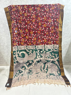Maroon Chennuri Silk Nizam Border Kalamkari Saree