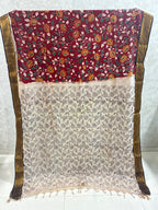 Maroon Chennuri Silk Nizam Border Kalamkari Saree