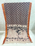 Black Elephant Chennuri Silk Nizam Border Kalamkari Saree