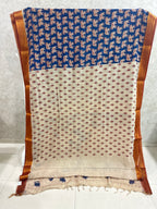 Blue Elephant Chennuri Silk Nizam Border Kalamkari Saree