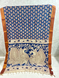 Blue Elephant Chennuri Silk Nizam Border Kalamkari Saree