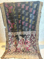 Black Multicolor Pichawai Print Chennuri Silk Nizam Border Kalamkari Saree