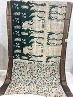 Green Kathakali Dance Chennuri Silk Nizam Border Kalamkari Saree