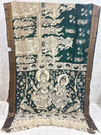 Green Kathakali Dance Chennuri Silk Nizam Border Kalamkari Saree