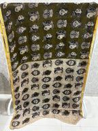 Olive Green Kathkalli Face Kota Kalamkari Saree