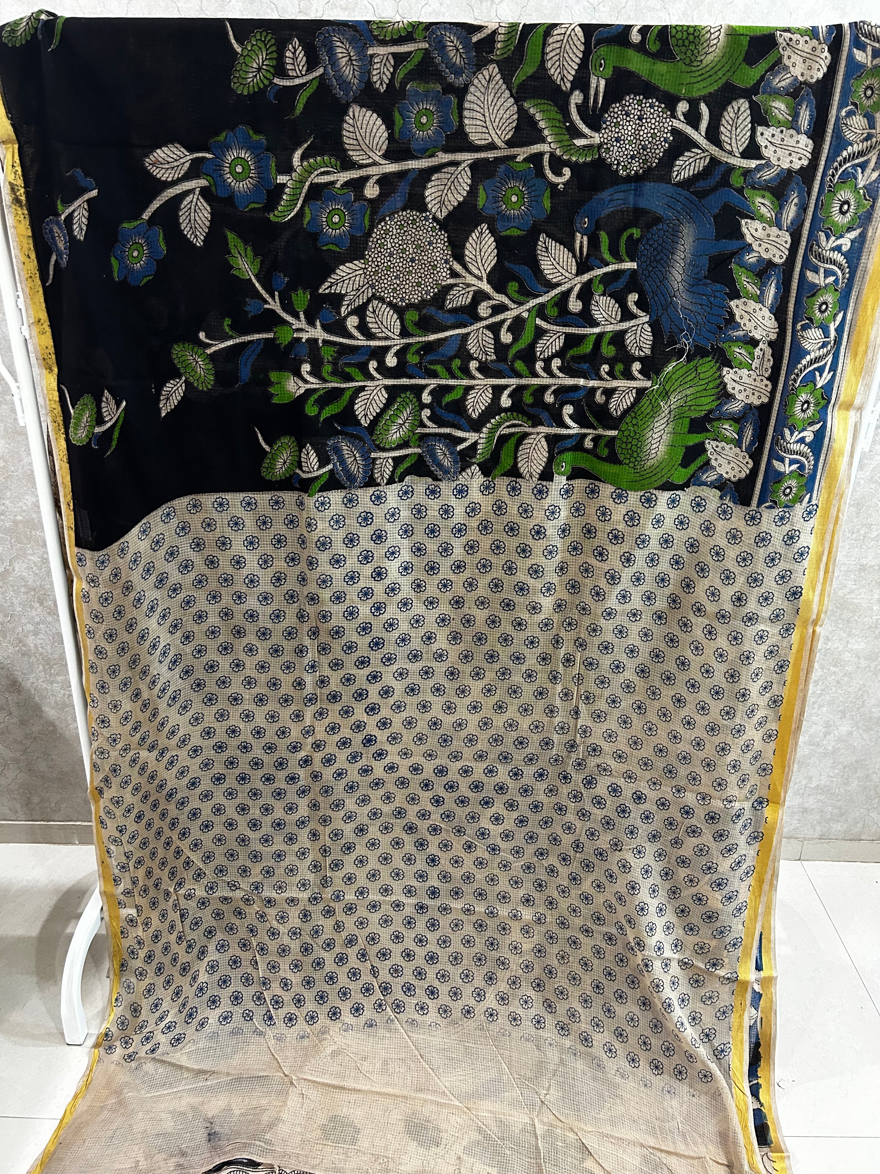 Black Kota Kalamkari Saree