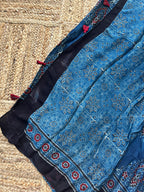 Handblock Print Ajrakh Modal Silk Saree