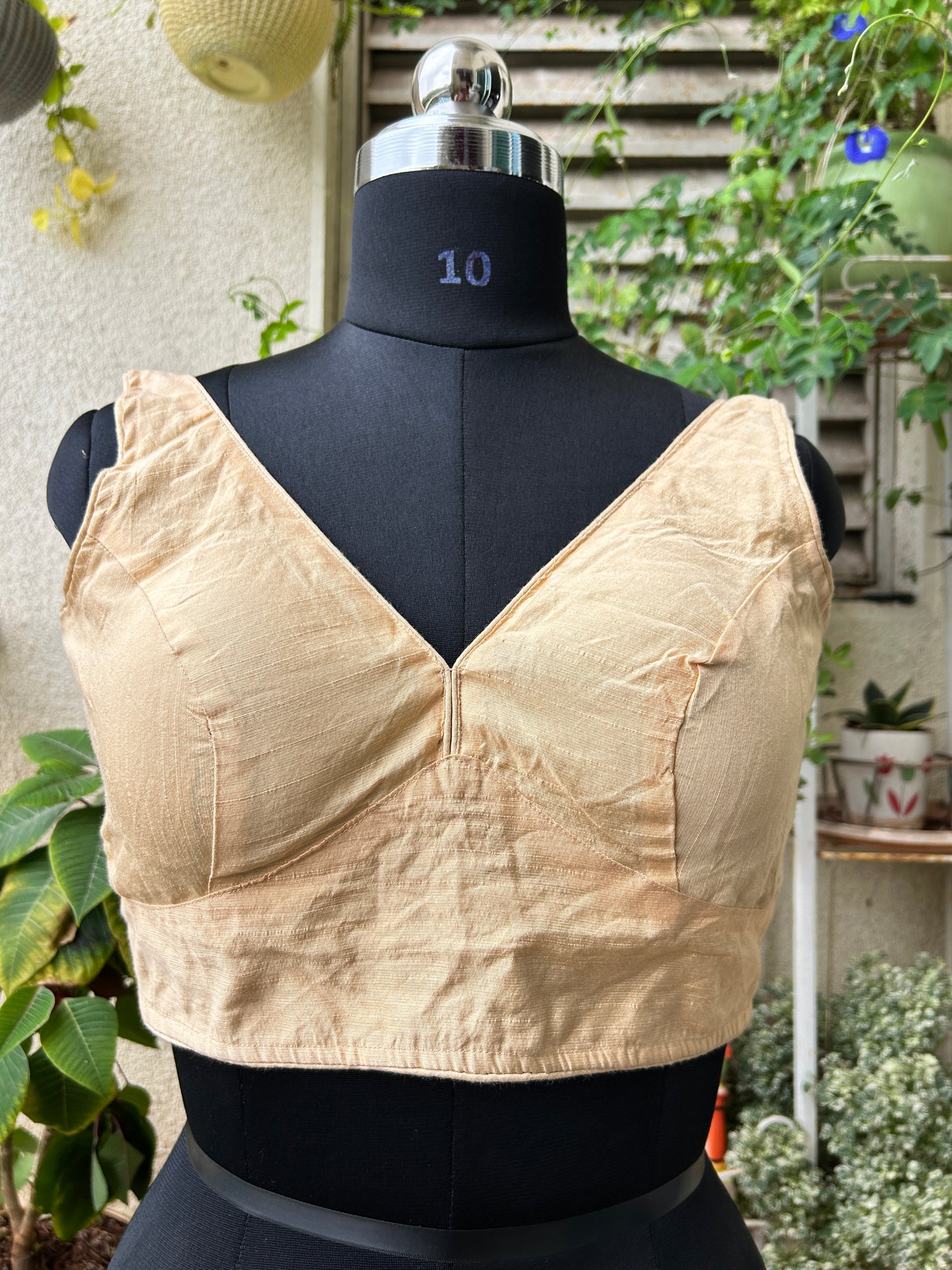 Raw silk Sabyasachi cut sleeveless blouse