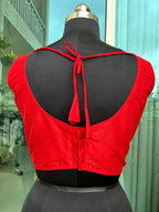 Raw silk Sabyasachi cut sleeveless blouse
