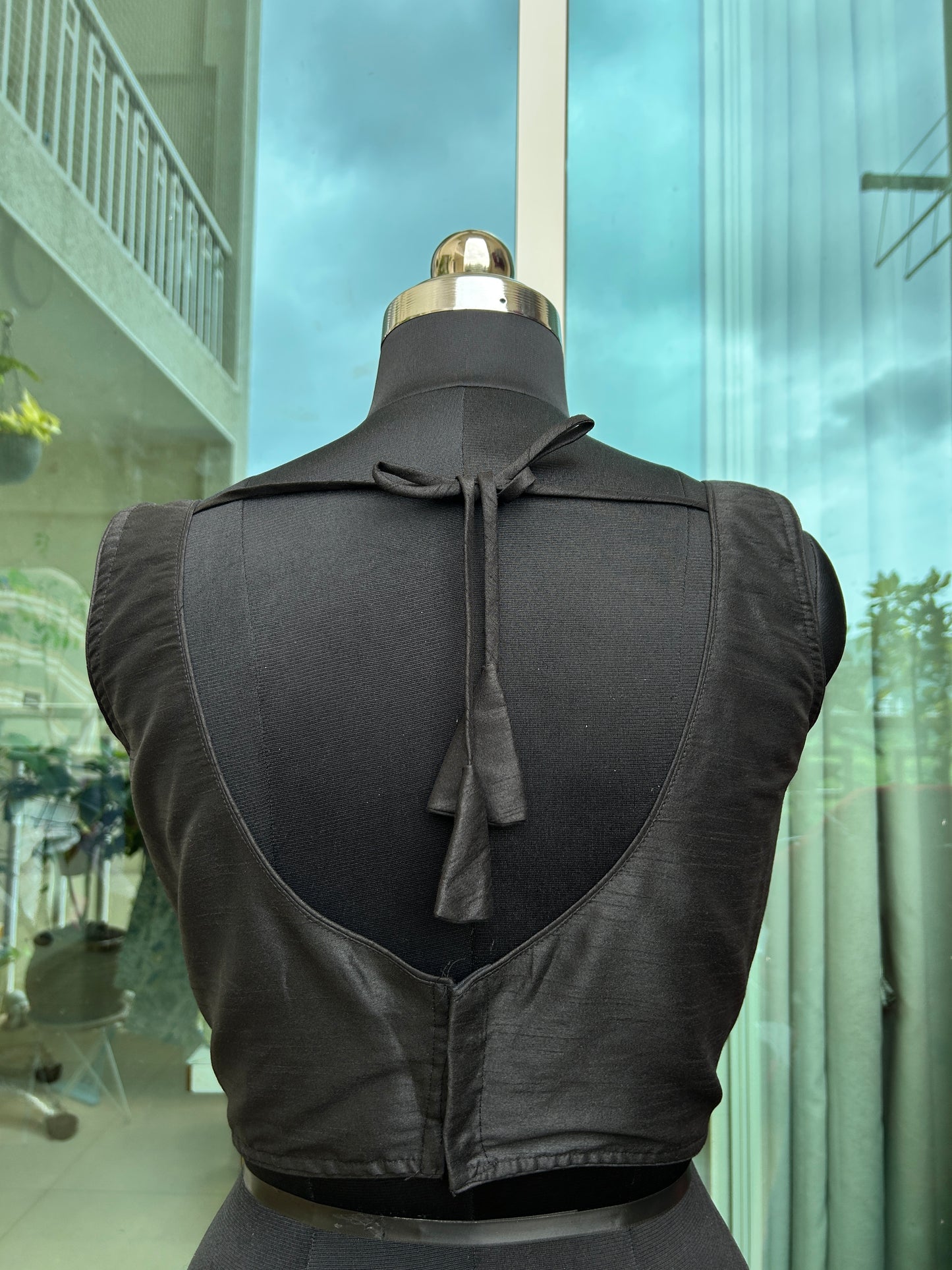 Khadi cotton round neck sleeveless blouse