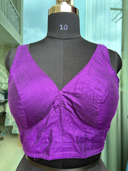 Raw silk Sabyasachi cut sleeveless blouse