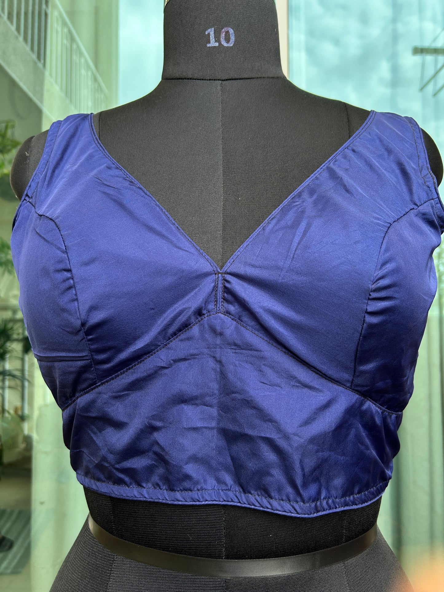 Raw silk Sabyasachi cut sleeveless blouse