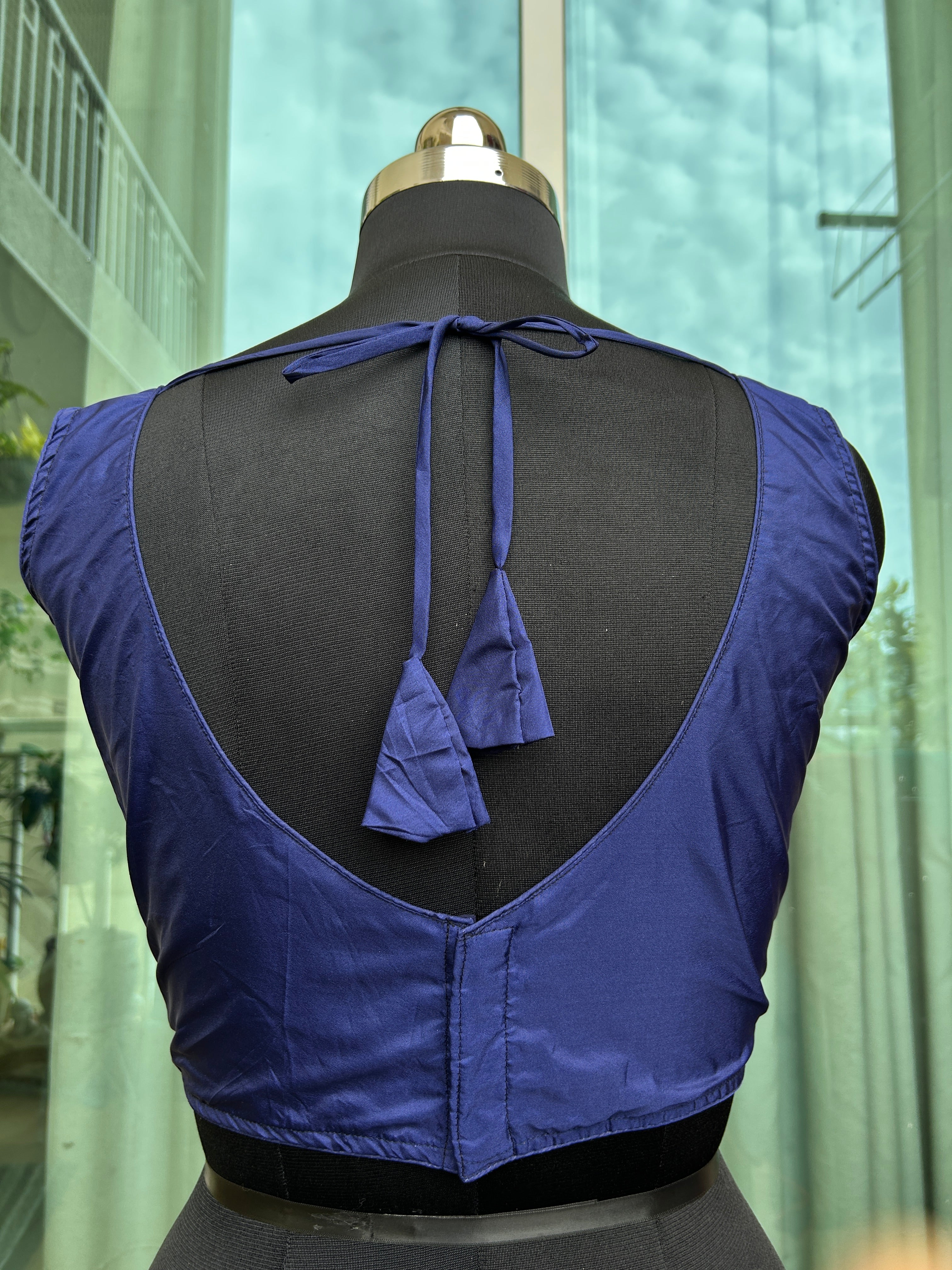 Raw silk Sabyasachi cut sleeveless blouse