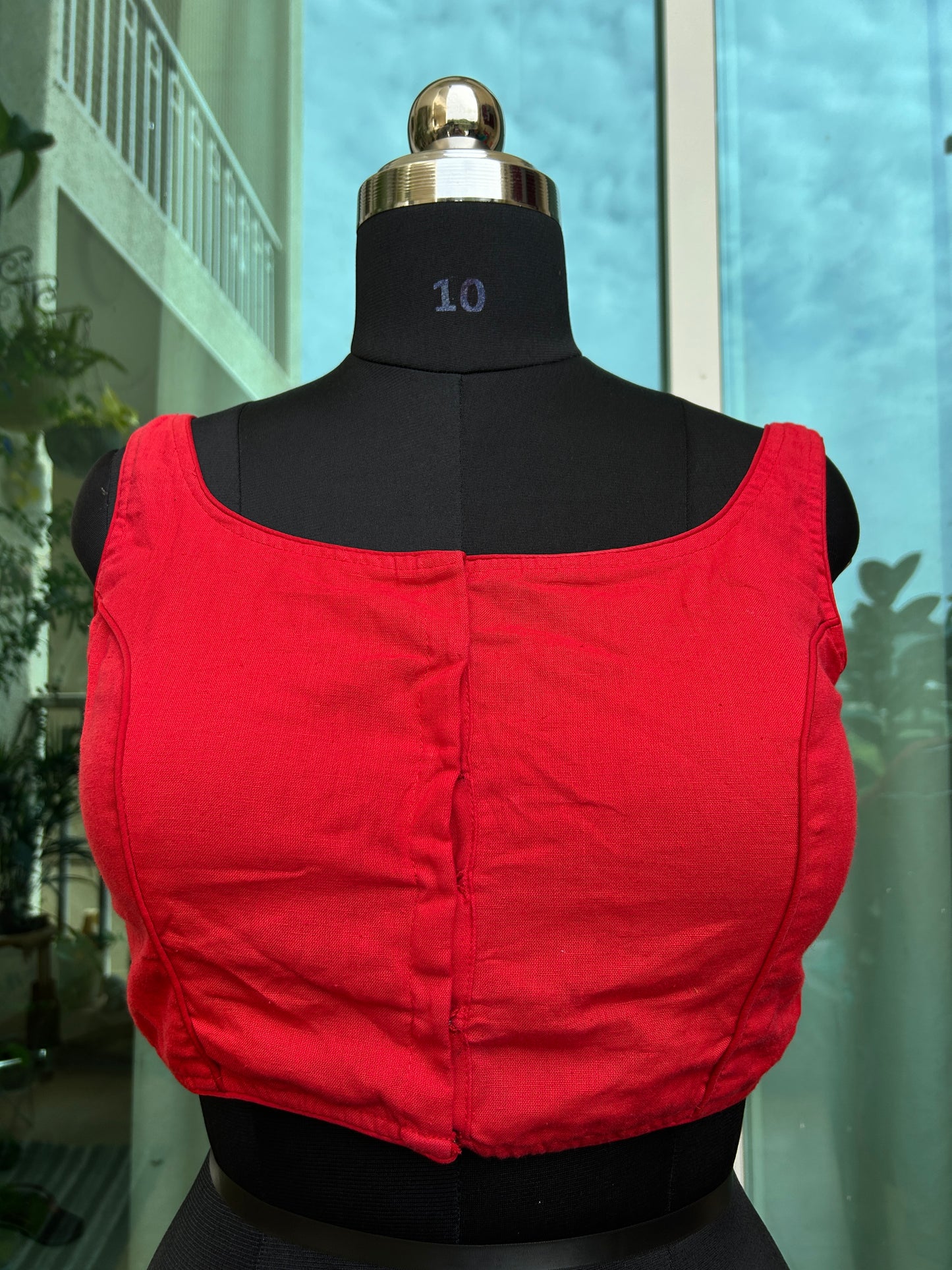 Khadi cotton round neck sleeveless blouse