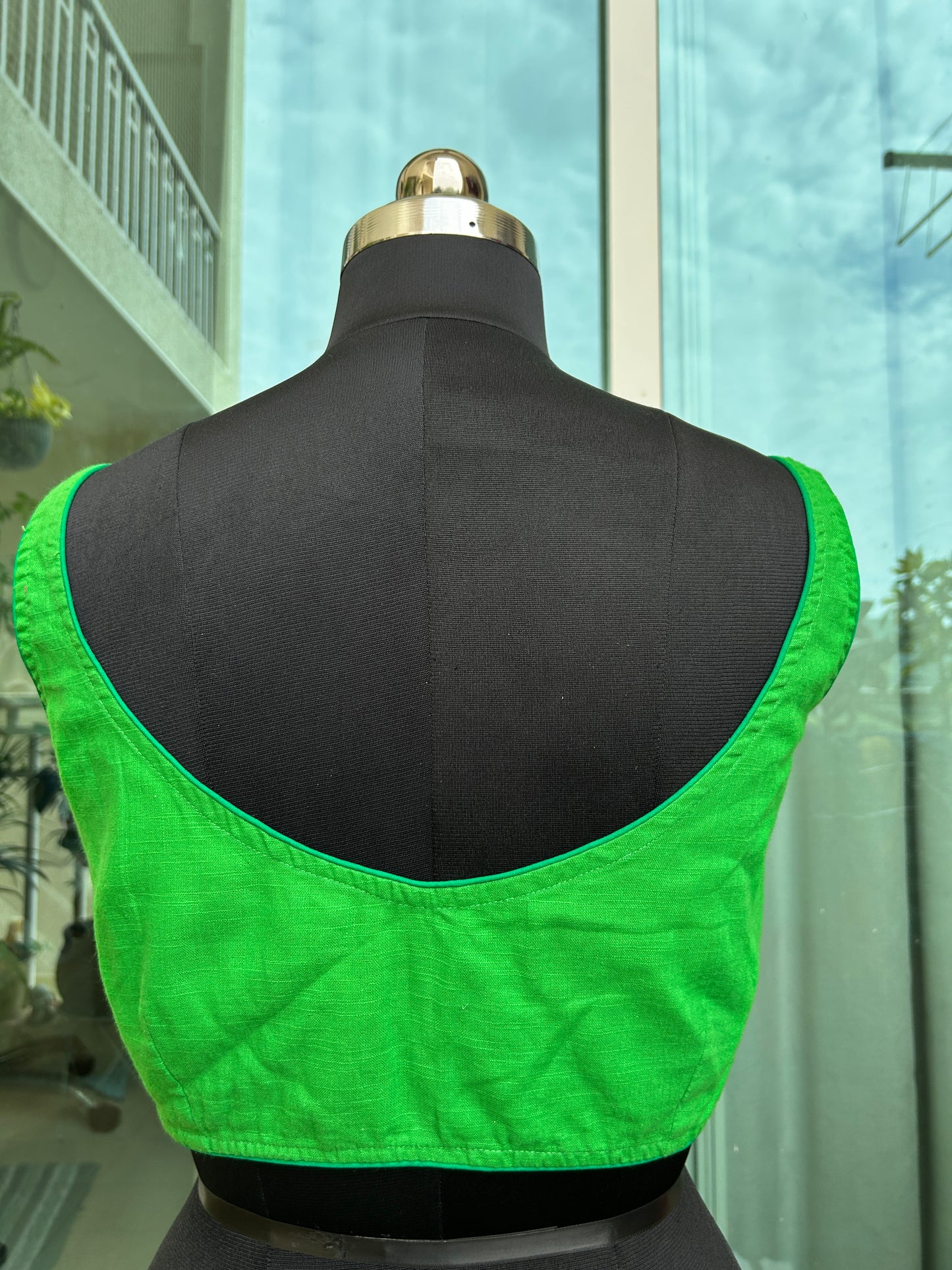 Khadi cotton round neck sleeveless blouse