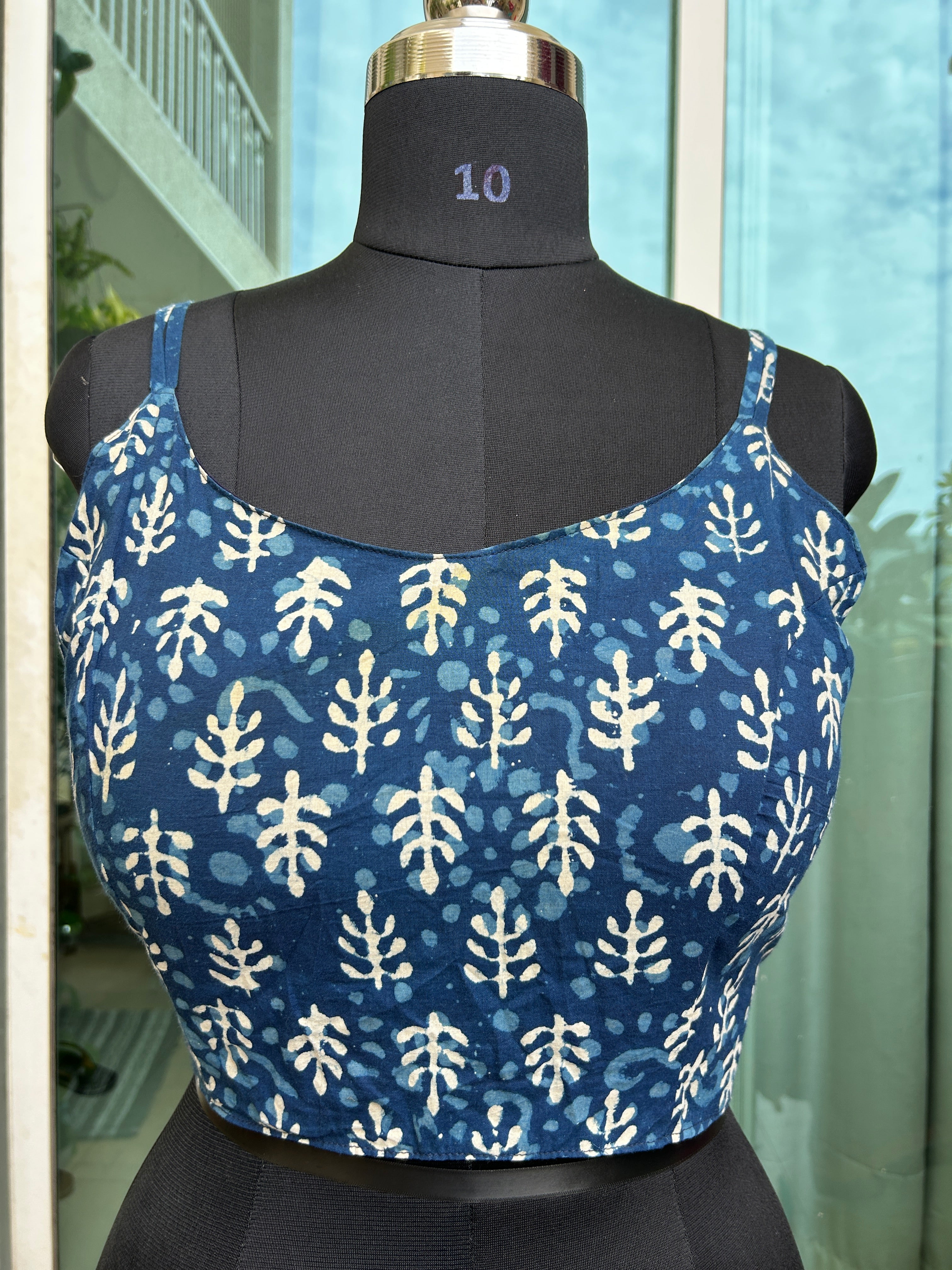 Ajrakh cotton noodle straps sleeveless blouse