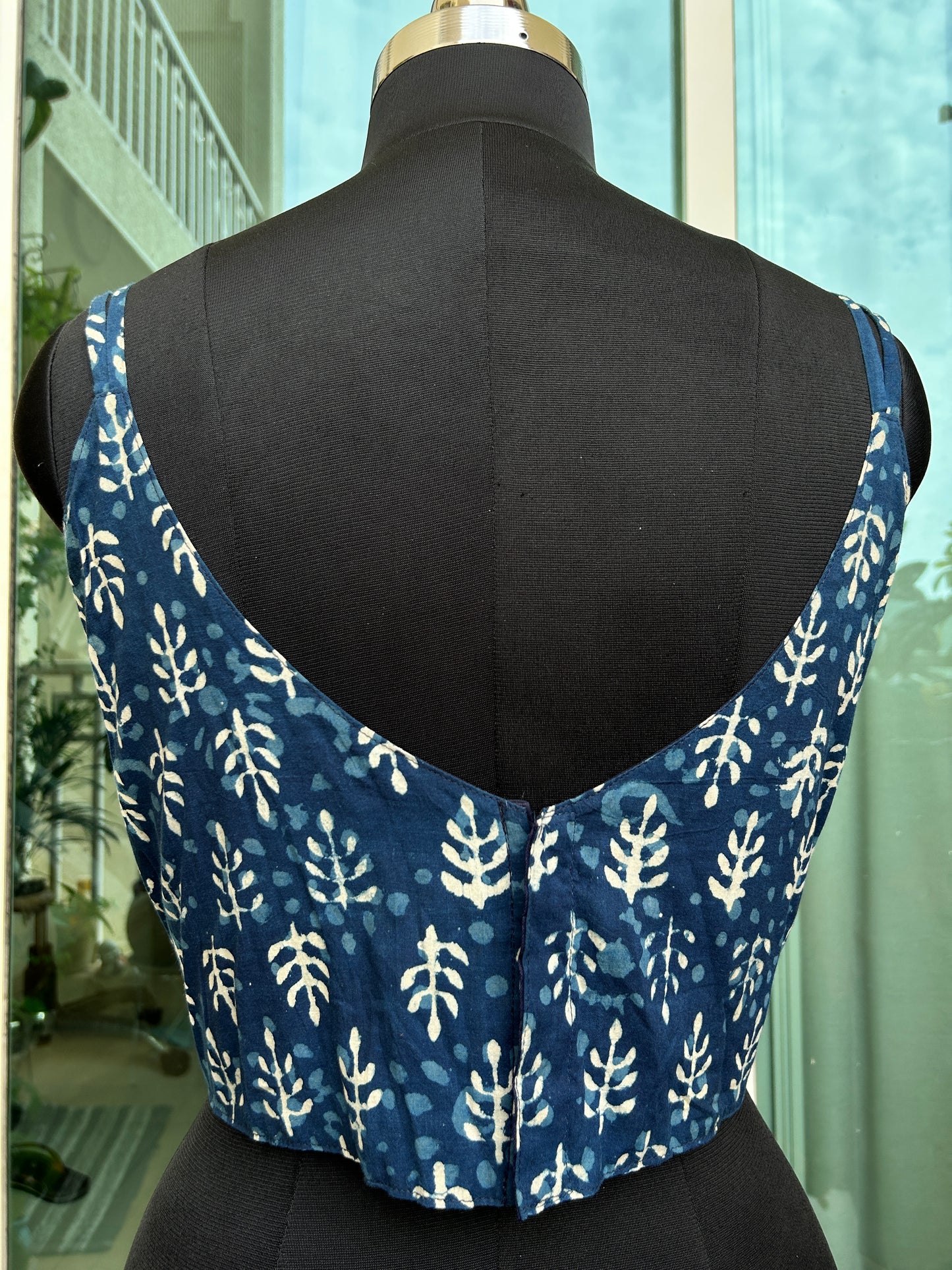 Ajrakh cotton noodle straps sleeveless blouse