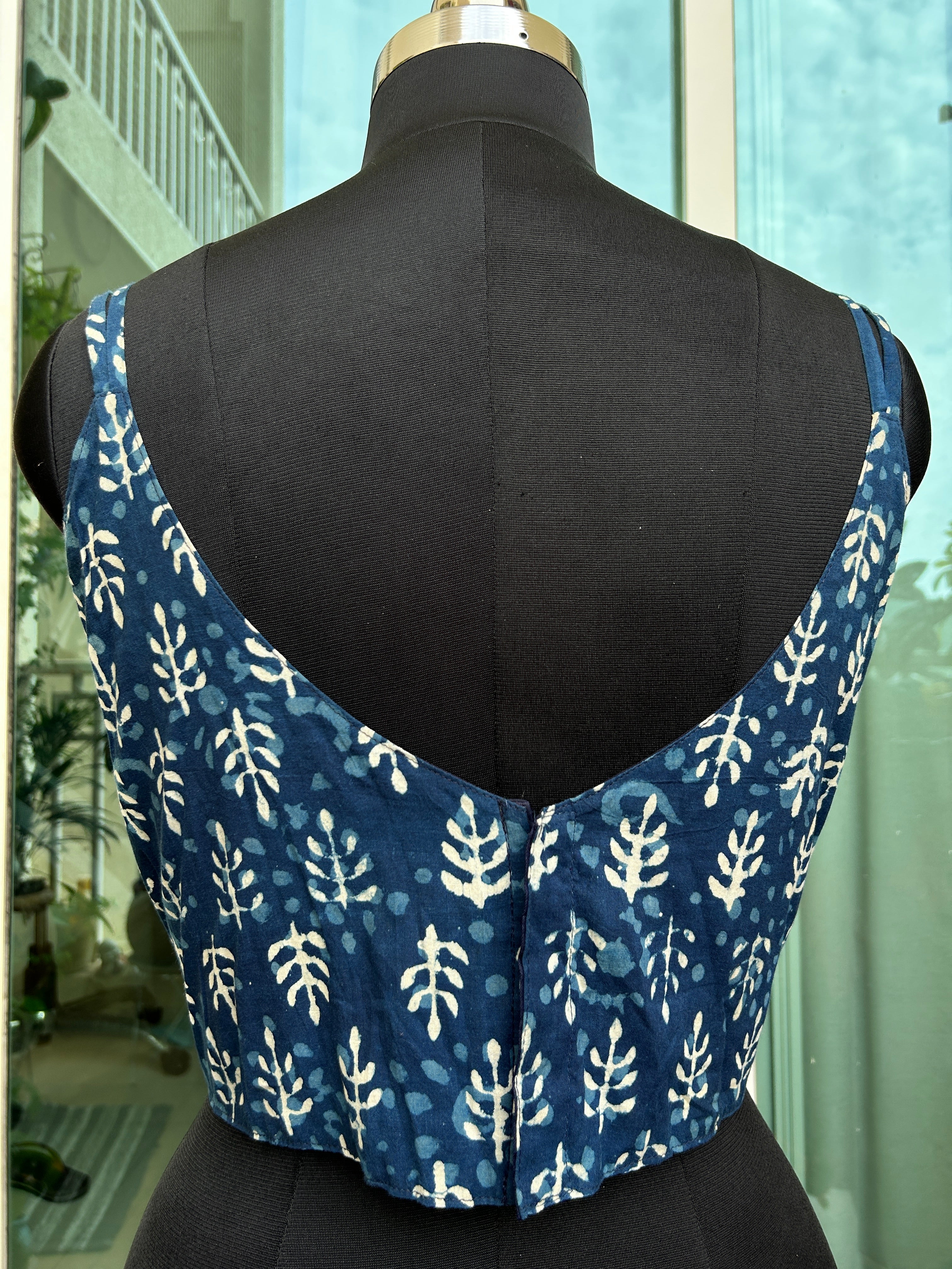 Ajrakh cotton noodle straps sleeveless blouse