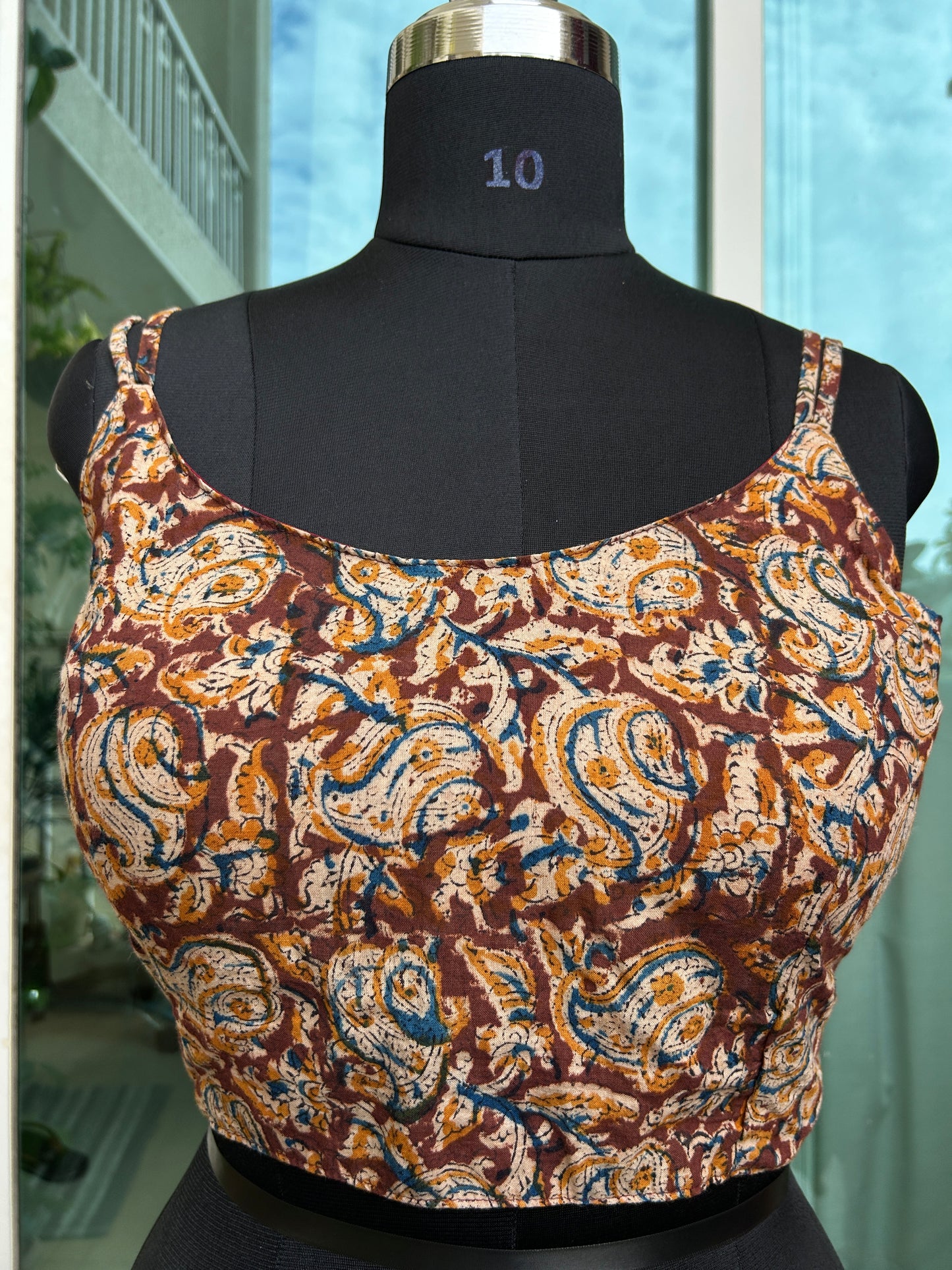 Kalmkari cotton noodle straps sleeveless blouse