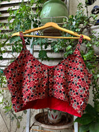 Ajrakh cotton noodle straps sleeveless blouse