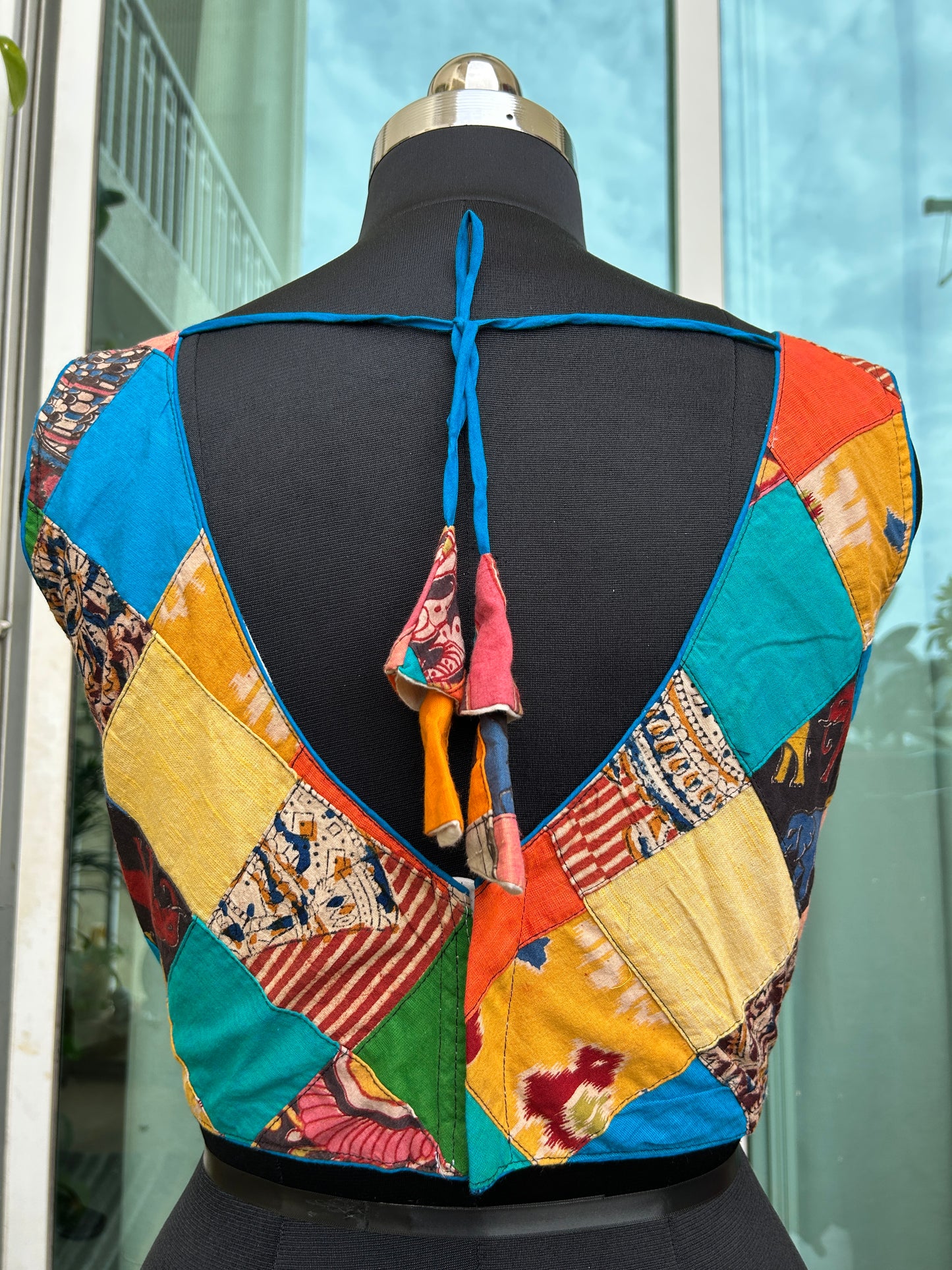 Patch work Cotton sleeveless blouse