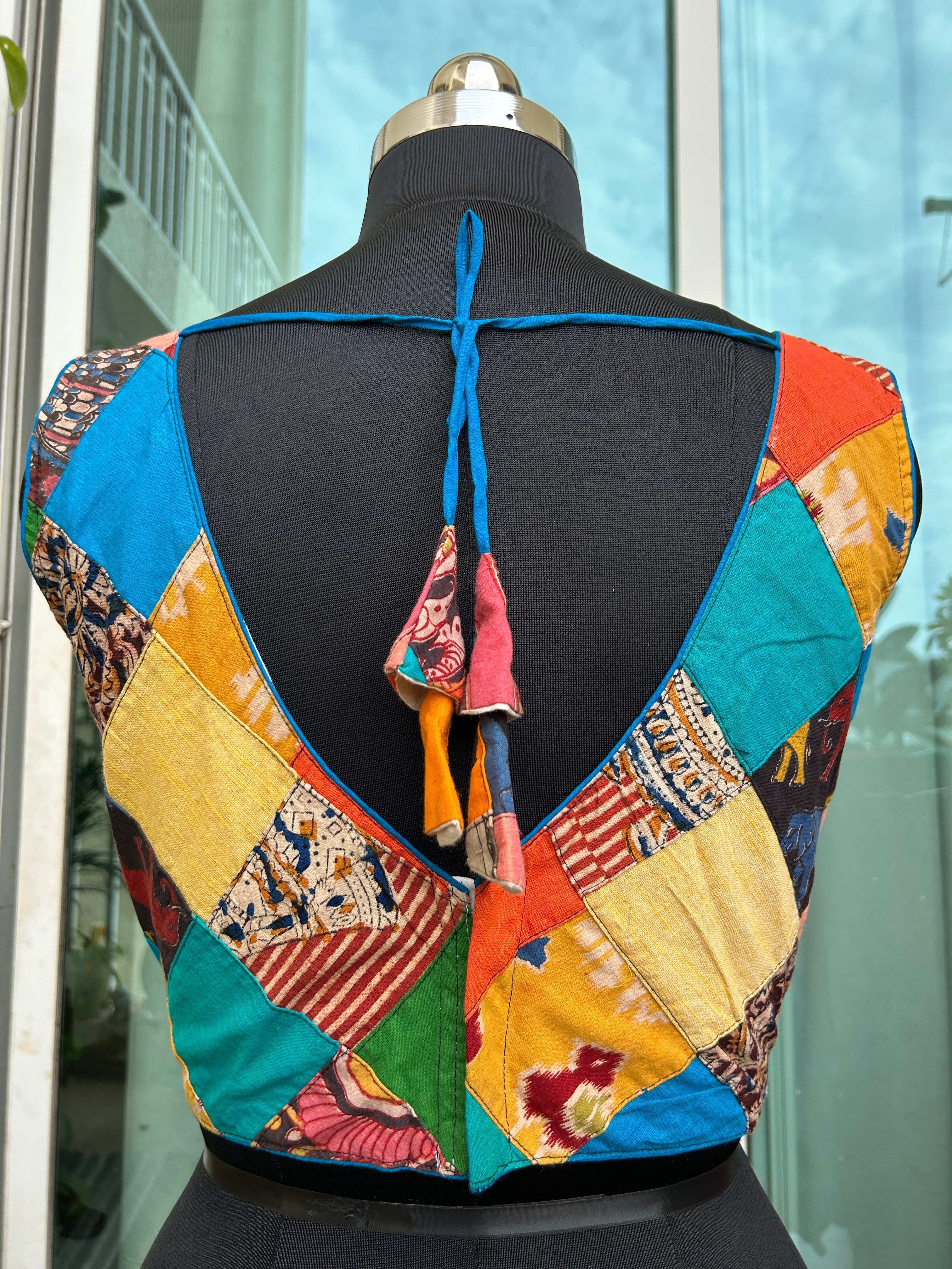 Patch work Cotton sleeveless blouse